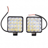 Фара светодиодная OFF ROAD 85*85мм квадратная 12V/24V 48W 6000К SKYWAY компл 2 шт 16 диодов Дальний 